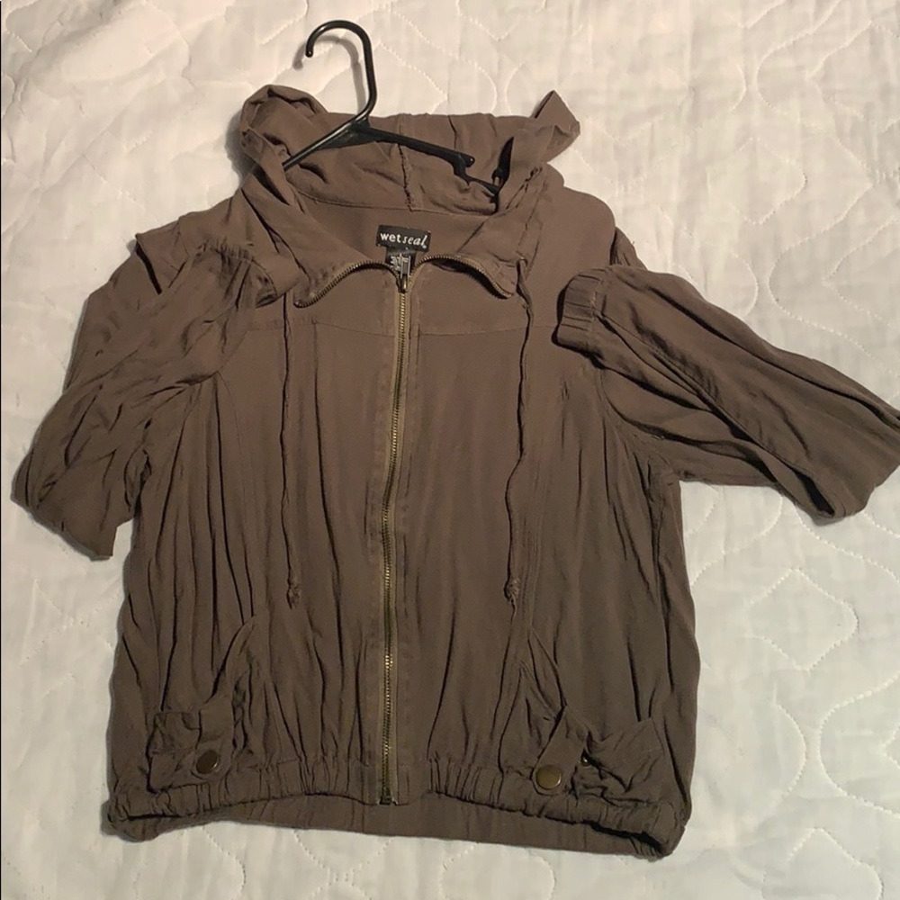 Army green zip up jacket
